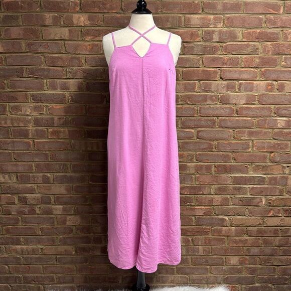 Universal Thread Women’s Linen Spaghetti Strap MIDI Dress Size Large NEW - Picture 2 of 6